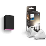 Philips Hue White & Color Ambiance Resonate Outdoor Wandleuchte (1.180 lm) & White GU10 LED Spots 2-er Pack (400 lm), dimmbare LED Lampen