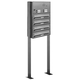 AL Briefkastensysteme Briefkasten Premium Edelstahl Stand Anlage mit Klingeln, Post A4, modern, robust, wetterfest, Artikelnummer: 132V4S1KS