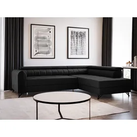 Sofnet Ecksofa Alice mit Schlaffunktion und Bettkasten, Wohnlandschaft mit einstellbare Kopfstützen, Couch, Sofa, Bettsofa, Schlafsofa (Schwarz (Kronos 07),