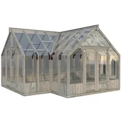 Palmako Gewächshaus / Pavillon / Glashaus Emilia 19,1 m2- 44 mm Grau kesseldruckimprägniert