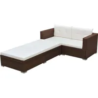 Ankonbej 3-tlg. Garten-Lounge-Set mit Auflagen Poly Rattan Braun - Braun