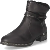 Rieker Damen Stiefelette Kordel Reißverschluss Raffung 73456, Winter black slim fit