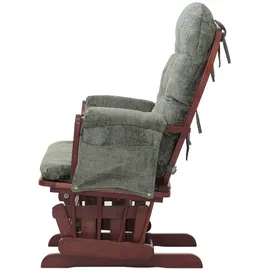 Mendler Relaxsessel HWC-C76 Chenille 52 x 100 x 80 cm Grün mit Hocker