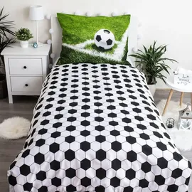 Jerry Fabrics Bettwäsche Fußball Grün 140 x 200 cm + 70 x 90 cm