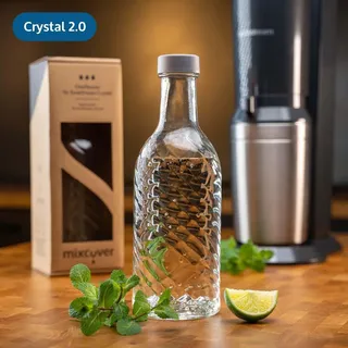 Mixcover Glaskaraffe transparent für SodaStream Crystal 2.0 mit 10% mehr Volumen