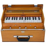 BINA 23B Deluxe Harmonium, 2 1/2 Oktaven, 32 Tasten, klein, tragbar, kompakt, spezielle Stimmstäbe, Safri, natürliche Farbe, Tasche, Buch, Kirtan, Musikinstrument Indische (PDI-411)