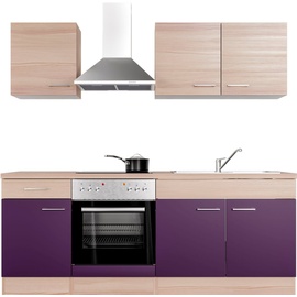 Flex-Well Küche »Portland«, wahlw. mit E-Geräten, Breite 210 cm, lila