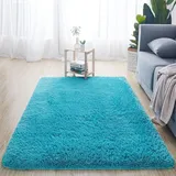 XUEDNGM Waschbarer Teppich Shaggy Teppich 40 x 320 cm Pflegeleicht Und Einfarbig, Weich Modern Unifarben Hochflor Waschbarer Teppich rutschfest Fellteppich für Wohnzimmer, Schlafzimmer, Himmelblau