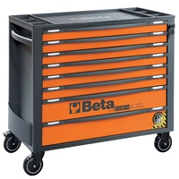 Beta RSC24AL/8-O Werkzeugwagen (mobiler Werkstattwagen, mit 8 völlig herausnehmbaren Schubladen inkl. Teleskopführungen, Anti-Kipp-System, Belastbarkeit von bis zu 1.000 kg, 88 kg), Farbe: Orange