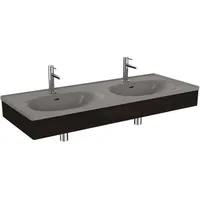Vitra Equal Doppelmöbelwaschtisch-Set 66063 130x52cm, mit Möbelwaschtisch asymmetrisch, steingrau
