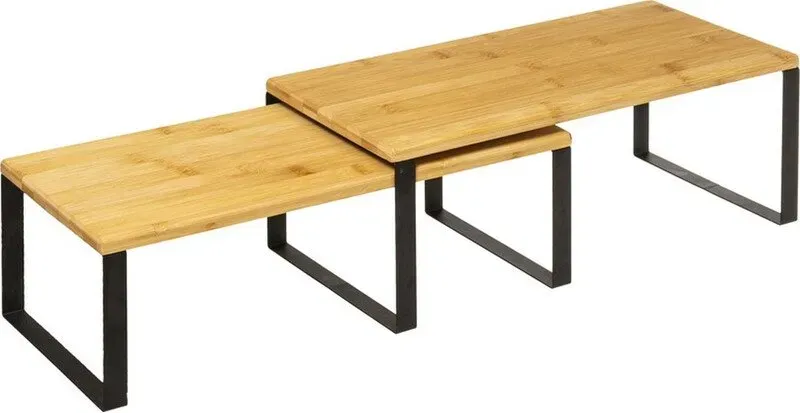 5five Bambus-Regalset zum Ineinanderstellen - Schwarz, 40 x 19,5 x 15,6 cm