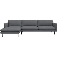 Ecksofa FLEXLUX "Bolzano, elegant und bequem, L-Form", blau (navy blau), B:294cm H:61cm T:165cm, 62% Polyester, 17% Cotton, 14% Viscose, 7% Linen, Sofas, Ecksofa, Sitzaufbau mit Kaltschaum & Stahl-Wellen, loose Sitz -& Rückenkissen