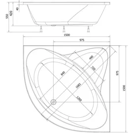 hak Handelsagentur Koch DYJE Eckbadewanne 150 x 150 cm (A1550)