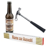 3-teiliges Geschenkset/Zollstock mit Namens-Gravur, Handwerker-Bier und Flaschenöffner,Hammer'/ Echte Kerle/Männergeschenk/Handwerker/Vatertag/Geburtstag, Zollstöcke Namen:Thomas