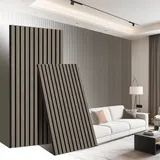 Kidsgigglz Akustikpaneele Holz 120x60cm, Wandpaneele mit Echtholzfurnier für eine angenehme Raumakustik, Lamellenwand Holz und Filz, Wandverkleidung als Schallschutz, Schalldämmung (8 Stück, Walnuss)