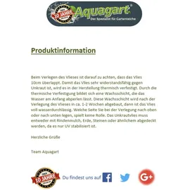 Aquagart 90m2 Gartenvlies Unkrautvlies Unkrautfolie Mulchfolie Mulchvlies 150g 2m breit