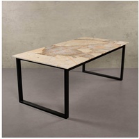 MAGNA Atelier Esstisch BERGEN mit Marmor Tischplatte, Esstisch eckig, Metallgestell, Exclusive Line, 200x100x75cm beige 200 cm x 75 cm x 100 cm