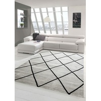 Teppich-Traum Skandinavischer Stil Wohnzimmerteppich Rautenmuster - pflegeleicht - dunkelgrau schwarz Größe 120x170 cm