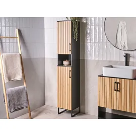 Beliani Badezimmerschrank Miscanti 30 x 170 cm Braun/Bronze