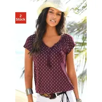 VIVANCE Kurzarmshirt Damen bordeaux-gemustert, schwarz Gr.48/50