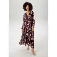 Aniston CASUAL Maxikleid mit trendfarbigem, grafischen Muster Lila/Rot 42