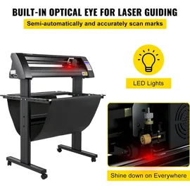 Vevor Vinyl Schneideplotter 870 mm Folienschneider Leistung 95 W Spannung AC 85-264 V, Plottermaschine Halbautomatisch mit Ständer, Signmaster-Software, Aluminiumlegierung, ARM, DMPL / HPGL, Windows