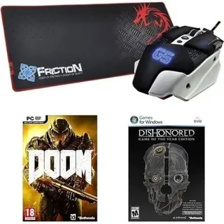 DRAGON WAR Pack : Souris Warlord + Tapis de souris Speed Edition + Jeu PC Doom + Jeu PC Dishonored GOTY
