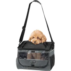 Navaris Hundekorb Fahrrad vorne - Hundefahrradkorb vorn - Fahrradkorb Hund - Für Hunde bis zu 10 kg - Praktische Zusatztaschen - Fahrradkorb Lenker - Grau