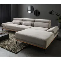 Wohnlandschaft Ecksofa Hanoi Grau mit elektrischer Sitztiefenverstellung Bett Sofa Schlafsofa