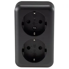 ChiliTec Aufputz Steckdose 2-fach Doppelsteckdose AP Anthrazit 250V/ 16A Schraubanschluss - Grau