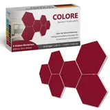 platino24 Akustikpaneele 6 Elemente Colore Waben Ø 30 cm Bordeaux I Schallabsorber aus Basotect G+ mit Akustikfilz I Schalldämmung Wand & Decke I Akustikelemente Wandpaneel