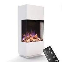 GLOW FIRE Kaminofen PR11 mit realistischem 3D E-Motion LED-Feuer - Stand-Elektrokamin mit Heizung und Kaminfeuer, Knistereffekt & Timer, max. 1500 W, 61,5x136x40cm, Weiß