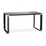 KADIMA DESIGN Gerader Schreibtisch aus Metall und Glas | Designer Bürotisch mit schwarzer Hartglasplatte | Gr.: 70 x 70 cm