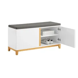 SoBuy Schuhbank FSR117 100 x 40 x 30 cm weiß / weiß