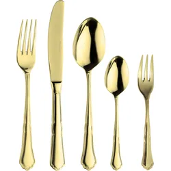 Besteck-Set PINTINOX "Settecento Treasure Gold", gold (goldfarben), 30 tlg., Edelstahl 18/10, Essbesteck-Sets, Optik Gold PVD Beschichtung