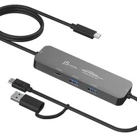 j5create JCH462-N, USB 3.2 Gen 1 (3.1 Gen 1) Type-A + Type-C, USB 3.2 Gen 1 (3.1 Gen 1) Type-A, USB (USB-A, USB-C, 3 Ports), Dockingstation - USB Hub, Grau...