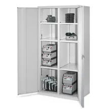 Kappes Schwerlastschrank Stahl 1950x1000x600 mm grau mit Mitteltrennwand, 6 Böden, Vollblechtüren
