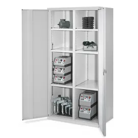 Kappes Schwerlastschrank Stahl 1950x1000x600 mm grau mit Mitteltrennwand, 6 Böden, Vollblechtüren