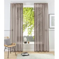 OTTO home Gardine OTTO HOME "XANA" Gr. 3, braun (taupe), B:145cm H:225cm, Voile, Polyester, Gardinen, Gardine, Bestseller, einfarbig, 1 bzw. 2 Schals, pflegeleicht, Beststeller