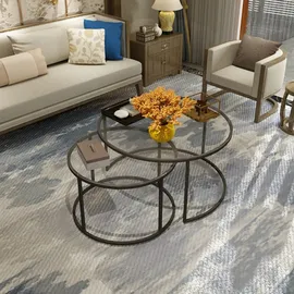 [en.casa] Couchtisch 2er Set Kokkola Klarglas