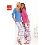 Arizona Schlafanzug ARIZONA Gr. 44/46, bunt (blau-kariert, beere-kariert) Damen Homewear-Sets mit Hose im Karodesign