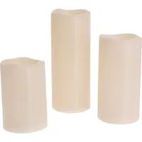 LED Outdoor Kerze (3er Set) elfenbein mit Fernbedienung und Timerfunktion