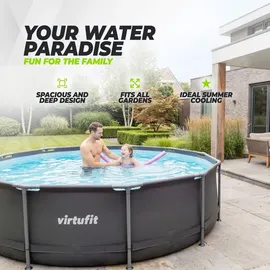 VirtuFit Rundpool Ø244 x 76 cm grau inkl. Filterpumpe