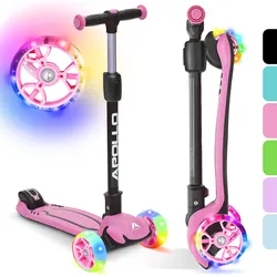 Kinderscooter KIDSPRO 4 klappbarer LED 3-Rad-Roller, Rosa EINHEITSGRÖSSE