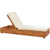 Beliani Gartenliege Hellbraun, Holz, 63x23x190 cm, Gartenmöbel, Gartenliegen
