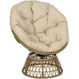 Korbsessel Rattansessel Outdoor-sessel, Boho-stil, Wetterbeständig, 85 Cm X 70 Cm X 82 Cm, Creme + Natur