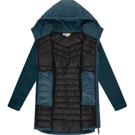 Ragwear Damen, Übergangsjacke leichte lang Steppjacke mit weichen Ärmeln und Kapuze Sandrra Long Petrol Gr. S - S
