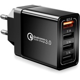 USB Ladegerät Mehrfach, 4-Ports USB Ladeadapter mit 33W Intelligent QC 3.0 Schnellladegerät Netzteil Stecker für iPhone 15 14 13 12 11 Pro X 8 7, Samsung Galaxy S24 S23 S22 S21 S20 FE S9 A15 A14