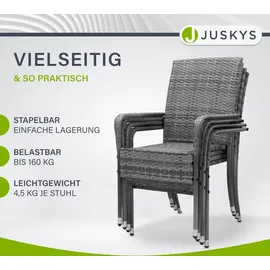 Juskys Yoro Polyrattan Gartenstuhl Schwarz 4 St.