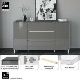 Set One by Musterring Reno 182 x 106 x 42 cm Anthrazit matt lack / Glas anthrazit glanz